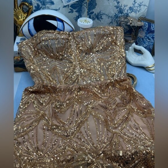 🆕 BRONX & BANCO 🧿 NWOT Giselle Strapless Beaded Sequin Midi Dress, Size M US 6 - Picture 12 of 16